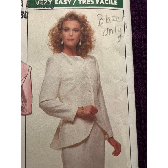 butterick 5949 sewing pattern blazer peplum 1980s size 6 8 10 - Picture 2 of 9
